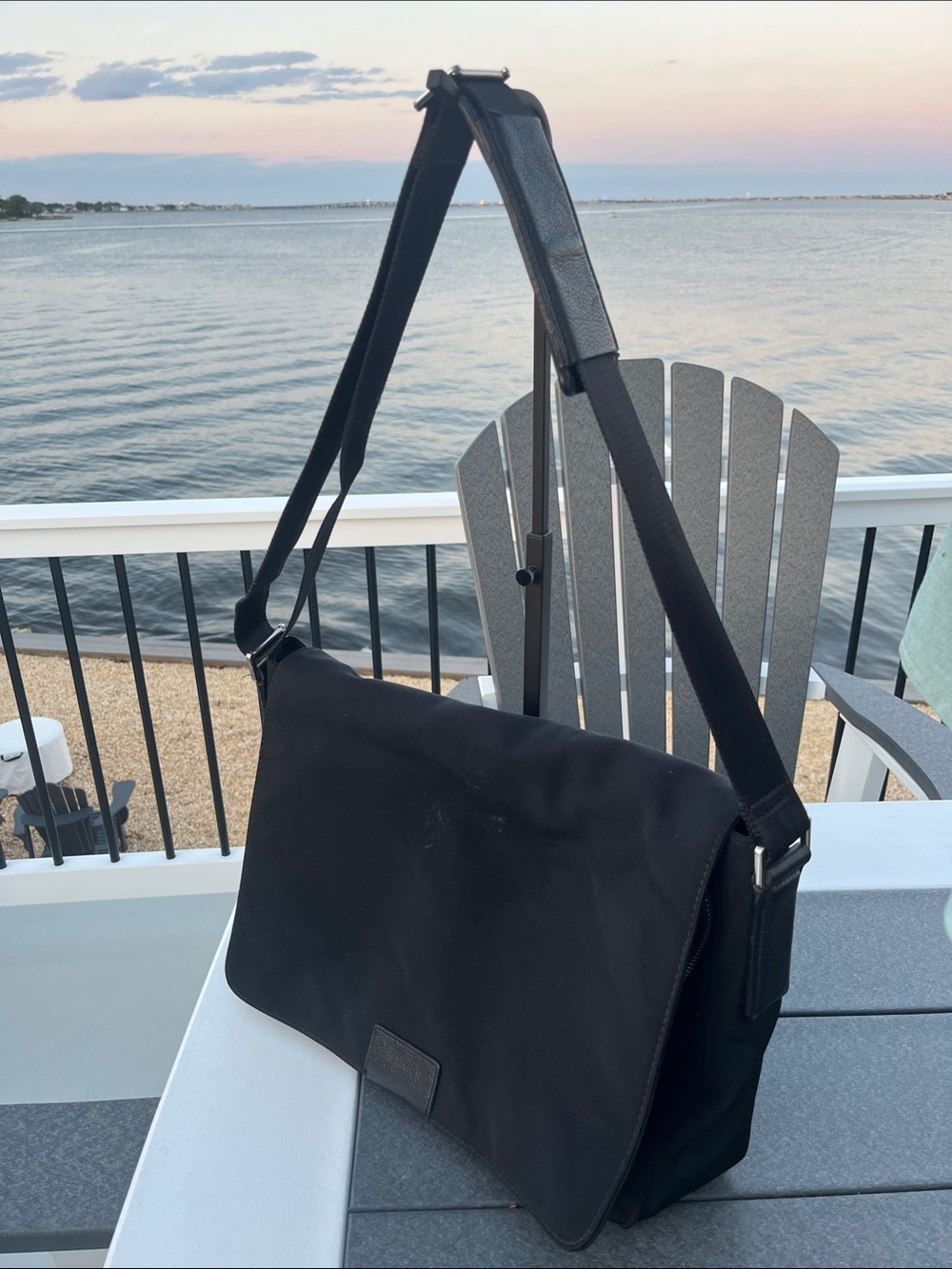 Banana Republic Black Nylon Messenger Bag with Adjustable Strap